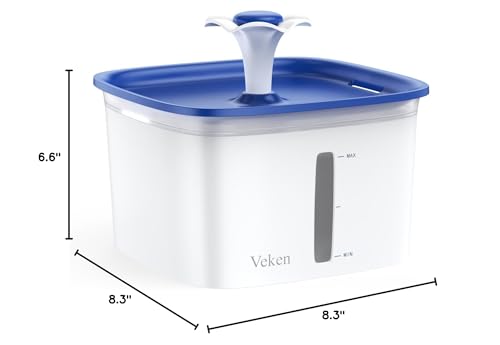 Veken 95oz/2.8L Pet Fountain, Automatic Cat Water Fountain Dog Water Dispenser with Replacement Filters for Cats, Dogs, Multiple Pets (Blue, Plastic)